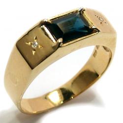 Anel em ouro 18k com diamantes e safira - 2ABS0044